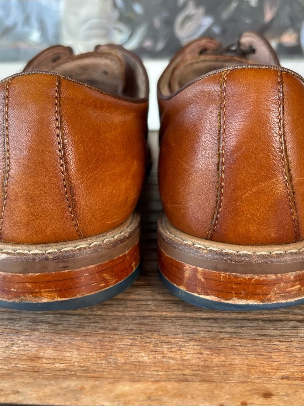 Austin Grey Men's 9 Lace-Up Leather Derby Shoes in Cognac Brown